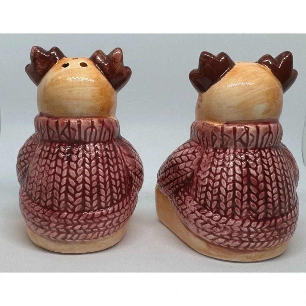 Reindeer in Sweaters Salt And Pepper Shakers - New Open Box